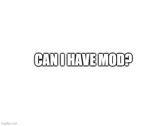 Blank White Template | CAN I HAVE MOD? | image tagged in blank white template | made w/ Imgflip meme maker