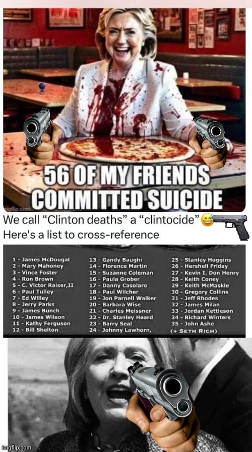 Hillarycide strange Hillary related deaths | image tagged in hillary clinton,suicide,murderer | made w/ Imgflip meme maker