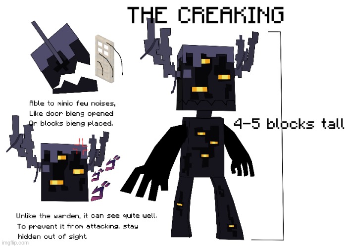 My own concept of what Minecrafts leaked hostie mob will look like :D | image tagged in creaking,minecraft | made w/ Imgflip meme maker