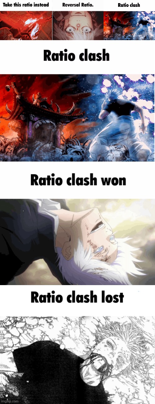 Temp names in the tags | image tagged in ratio flash,reversal ratio,ratio clash,ratio clash won,ratio clash lost | made w/ Imgflip meme maker