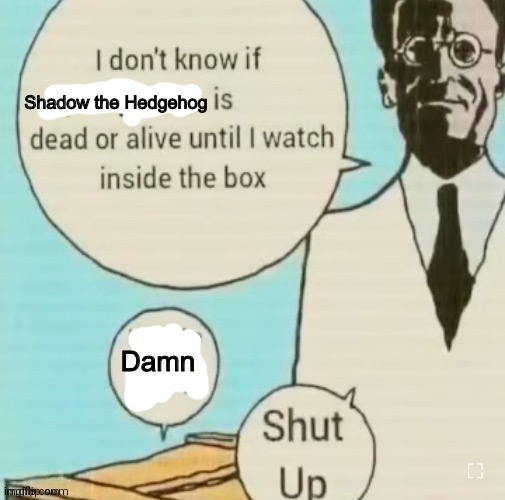 I don't know if ____ is dead or alive | Shadow the Hedgehog; Damn | image tagged in i don't know if ____ is dead or alive | made w/ Imgflip meme maker