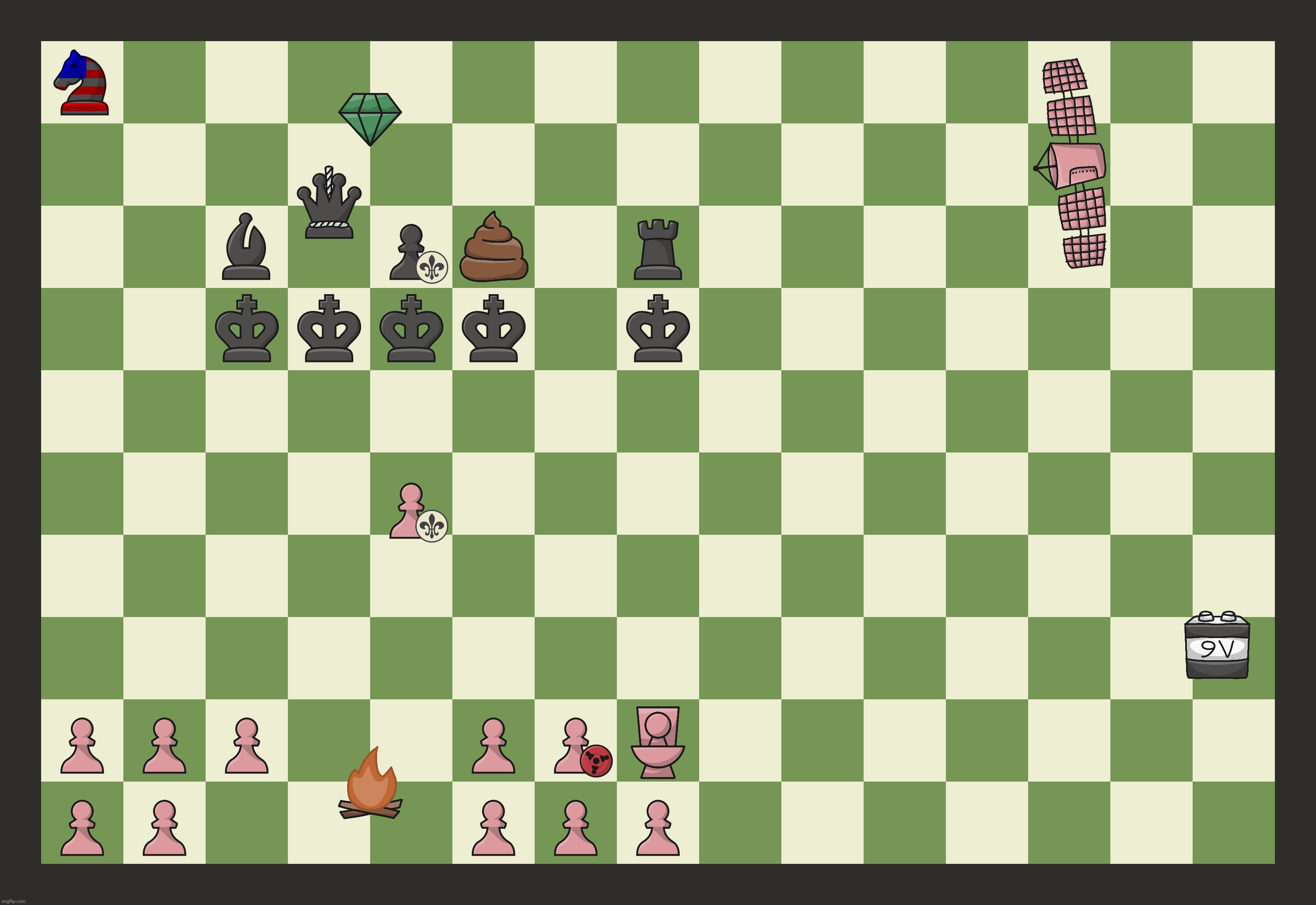 Anarchy Chess part 22 - Black to move; Top comment in 30 minutes decides the move | made w/ Imgflip meme maker