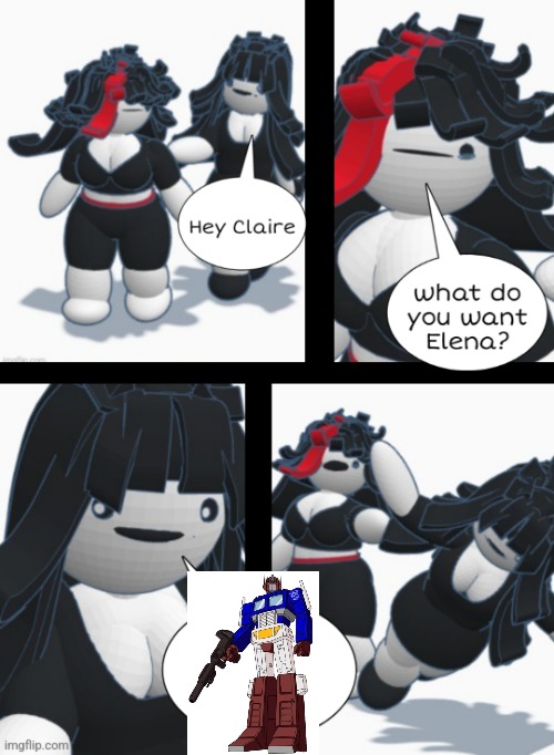 Claire shoving Elena | image tagged in claire shoving elena | made w/ Imgflip meme maker