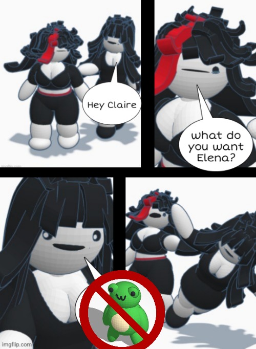 Claire shoving Elena | image tagged in claire shoving elena | made w/ Imgflip meme maker