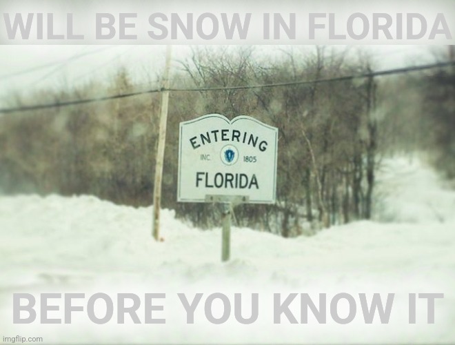 WILL BE SNOW IN FLORIDA BEFORE YOU KNOW IT | made w/ Imgflip meme maker