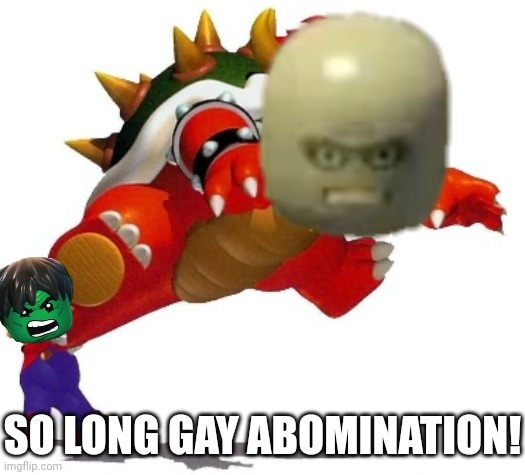 I haven't made a Lego Marvel meme in a while. | SO LONG GAY ABOMINATION! | image tagged in lego marvel,memes,hulk,abomination,so long gay bowser,so long gay abomination | made w/ Imgflip meme maker