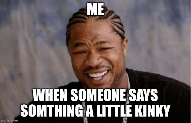 Yo Dawg Heard You | ME; WHEN SOMEONE SAYS SOMTHING A LITTLE KINKY | image tagged in memes,yo dawg heard you | made w/ Imgflip meme maker