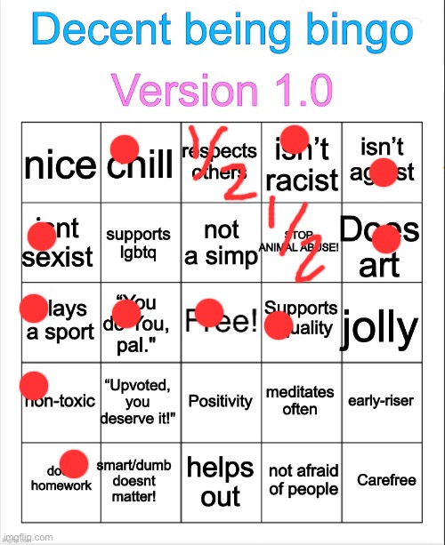 Tf is so bad abt being a simp | image tagged in decent being bingo | made w/ Imgflip meme maker