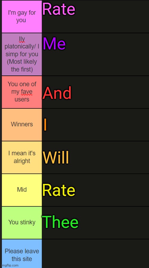 Neko new tier list | Rate; Me; And; I; Will; Rate; Thee | image tagged in neko new tier list | made w/ Imgflip meme maker