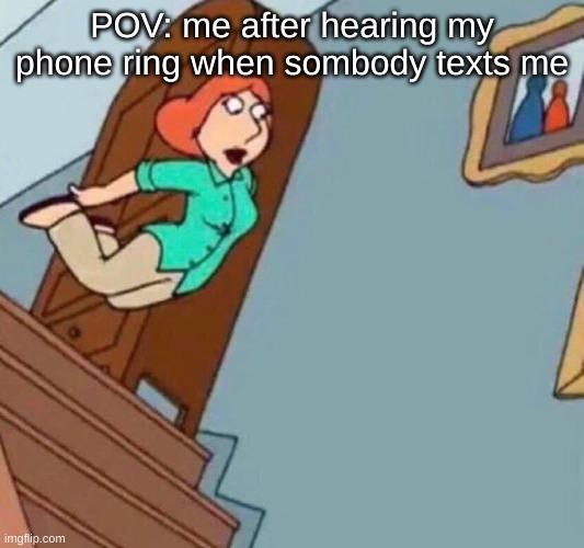 plane | POV: me after hearing my phone ring when sombody texts me | image tagged in lois bellyflop | made w/ Imgflip meme maker