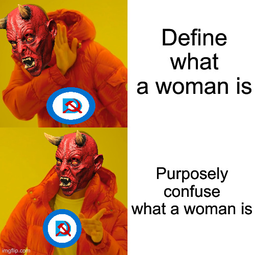 They Made It Up ! | Define what a woman is; Purposely confuse what a woman is | image tagged in memes,drake hotline bling,political meme,politics | made w/ Imgflip meme maker