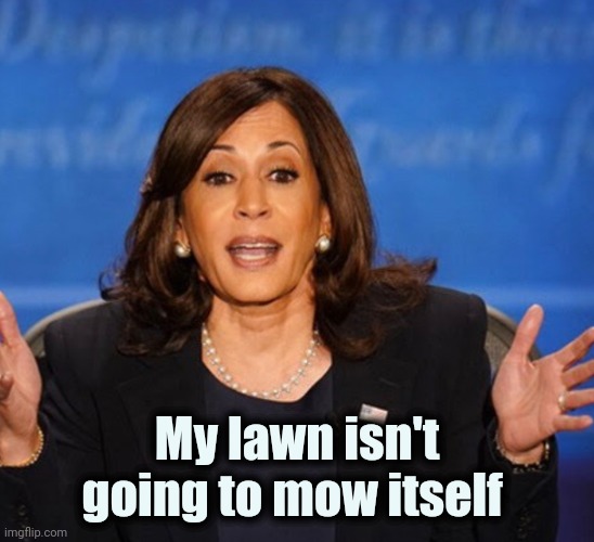 Kamala Harris | My lawn isn't going to mow itself | image tagged in kamala harris | made w/ Imgflip meme maker