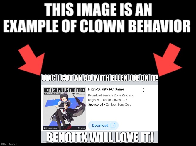 I hate elen jo | image tagged in this image is an example of clown behavior dark mode | made w/ Imgflip meme maker