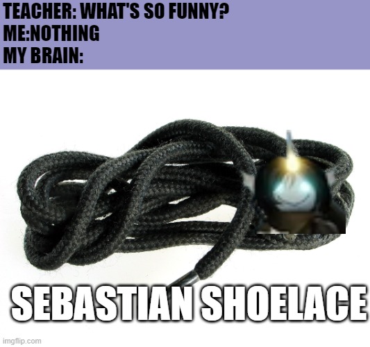 TEACHER: WHAT'S SO FUNNY?
ME:NOTHING
MY BRAIN:; SEBASTIAN SHOELACE | image tagged in memes,gaming,roblox,pressure | made w/ Imgflip meme maker