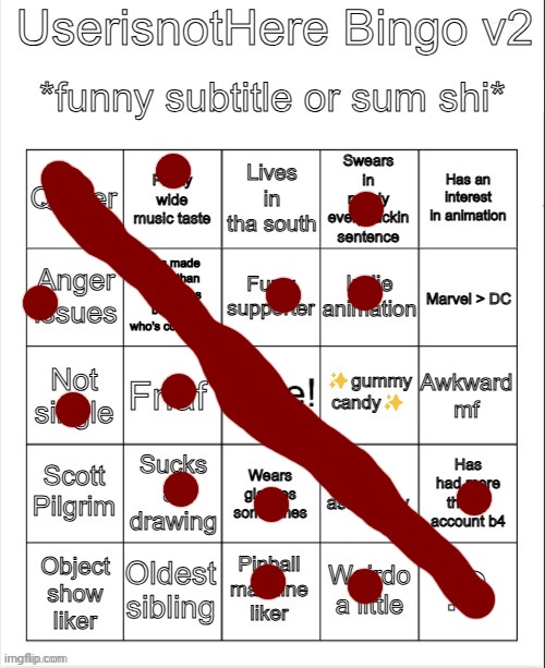 UserisnotHere Bingo v2 | image tagged in userisnothere bingo v2 | made w/ Imgflip meme maker