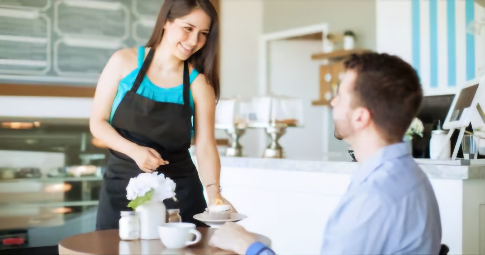 Waitress and customer Blank Meme Template