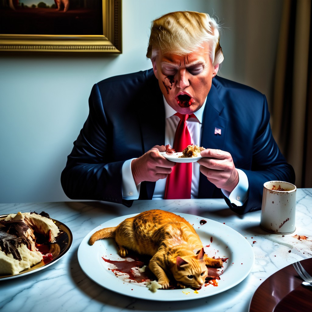 donnie trump eating a dead cat Blank Meme Template