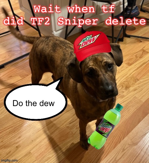 Do the dew | Wait when tf did TF2 Sniper delete | image tagged in do the dew | made w/ Imgflip meme maker