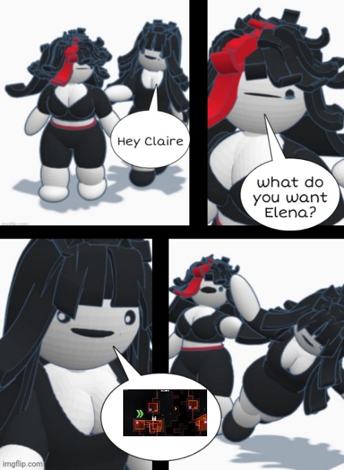 Congregation jumpscare | image tagged in claire shoving elena | made w/ Imgflip meme maker