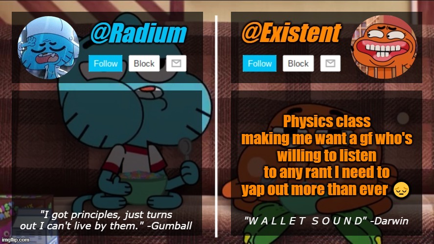 Stupid curriculum making me go back and forth from the textbook and simulations | Physics class making me want a gf who's willing to listen to any rant I need to yap out more than ever 😔 | image tagged in radium existent announcement temp | made w/ Imgflip meme maker