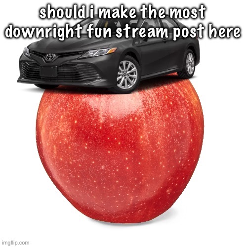 CamryApple | should i make the most downright fun stream post here | image tagged in camryapple | made w/ Imgflip meme maker