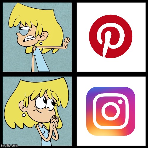 Lori Prefers Instagram Over Pinterest | image tagged in lori loud,instagram,pinterest,the loud house,nickelodeon,social media | made w/ Imgflip meme maker