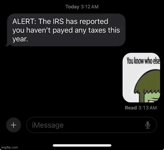 IRS report | image tagged in irs report | made w/ Imgflip meme maker