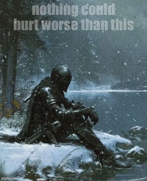 Nothing. | nothing could hurt worse than this | image tagged in nothing,knight,art,jazzy,knights,why must you hurt me in this way | made w/ Imgflip meme maker