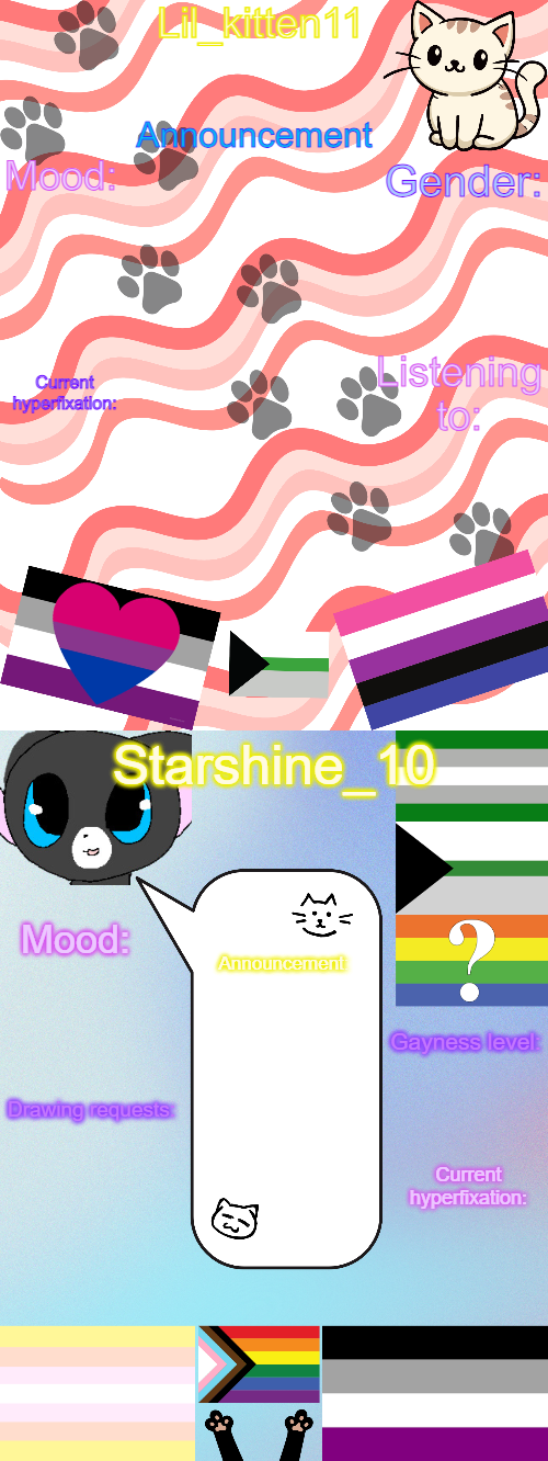 High Quality Lil_kitten11/Starshine_10 shared announcement temp Blank Meme Template