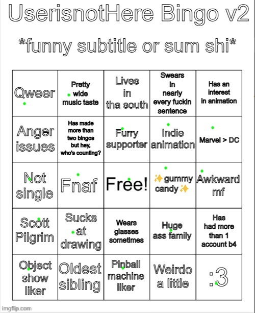 UserisnotHere Bingo v2 | image tagged in userisnothere bingo v2 | made w/ Imgflip meme maker