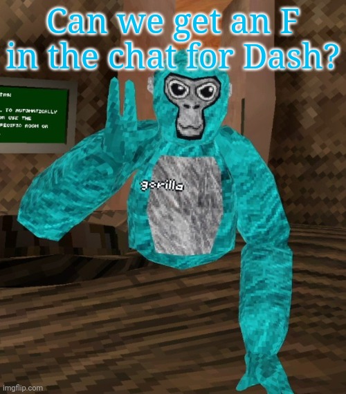 He has to go to Fr*nce | Can we get an F in the chat for Dash? | image tagged in monkey | made w/ Imgflip meme maker