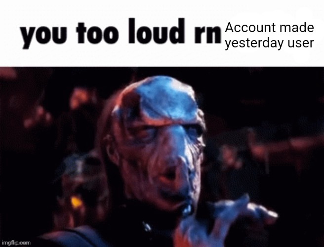 Friendly fire | Account made yesterday user | image tagged in you too loud rn | made w/ Imgflip meme maker