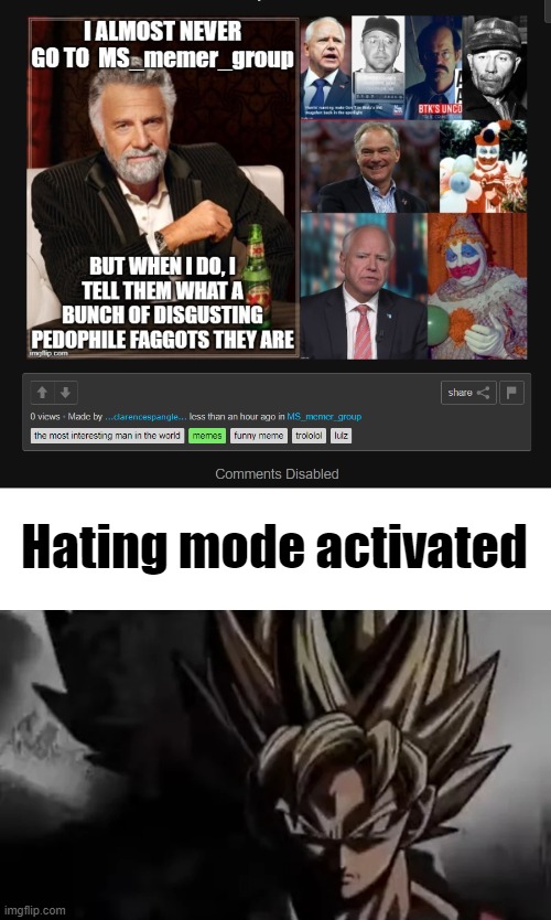 Hating mode activated | image tagged in goku staring | made w/ Imgflip meme maker