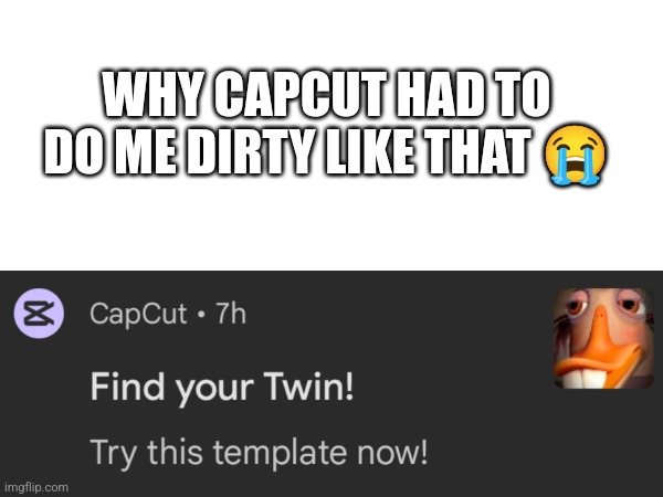 Capcut roasted me today | WHY CAPCUT HAD TO DO ME DIRTY LIKE THAT 😭 | image tagged in roasted,random | made w/ Imgflip meme maker