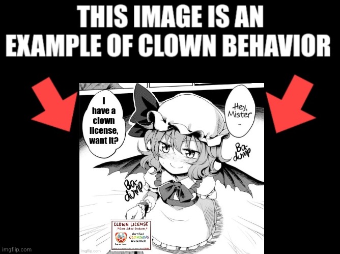 I meant to post this in the Anti-Touhou-Project stream | image tagged in this image is an example of clown behavior dark mode | made w/ Imgflip meme maker