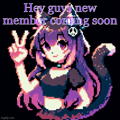 catgirl with peace sign | Hey guys new member coming soon | image tagged in catgirl with peace sign | made w/ Imgflip meme maker