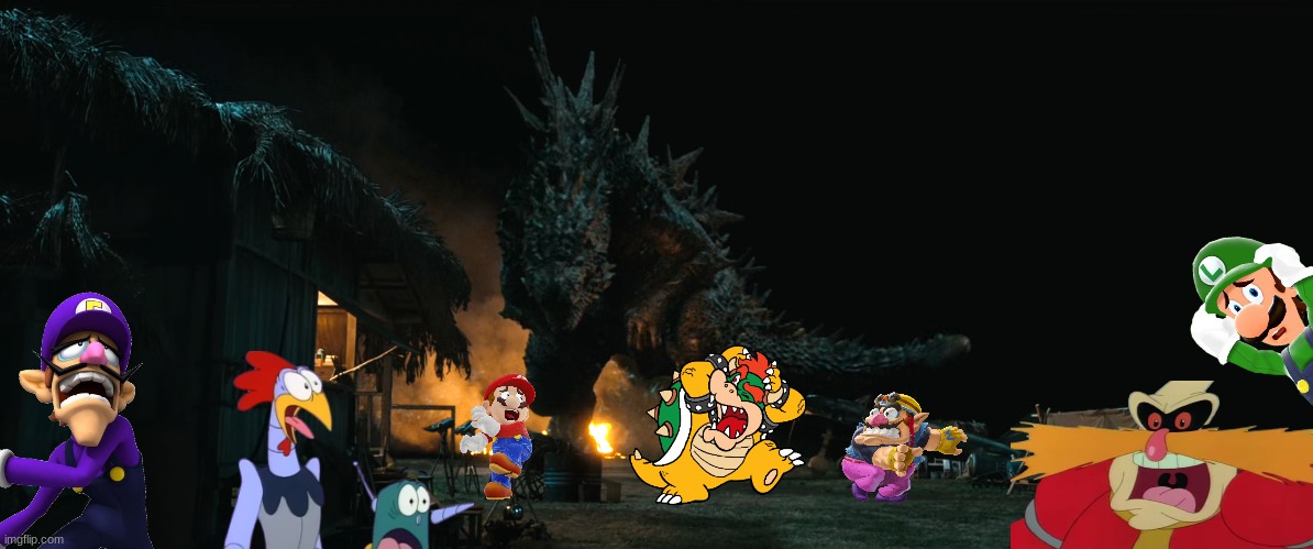 Wario and his friends dies by an attack of Godzilla on Odo Island 1945.mp3 | made w/ Imgflip meme maker