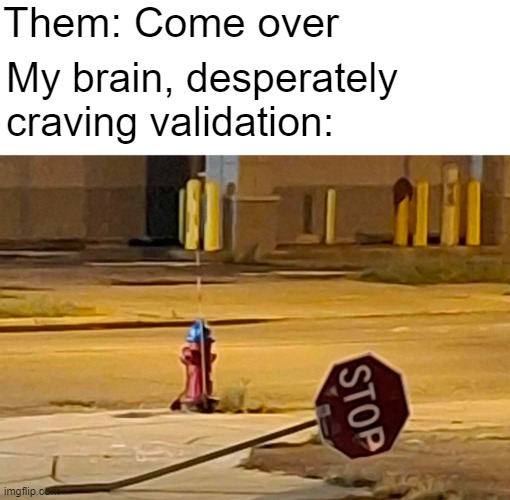 My boundaries be like | Them: Come over; My brain, desperately craving validation: | image tagged in funny,mental health | made w/ Imgflip meme maker