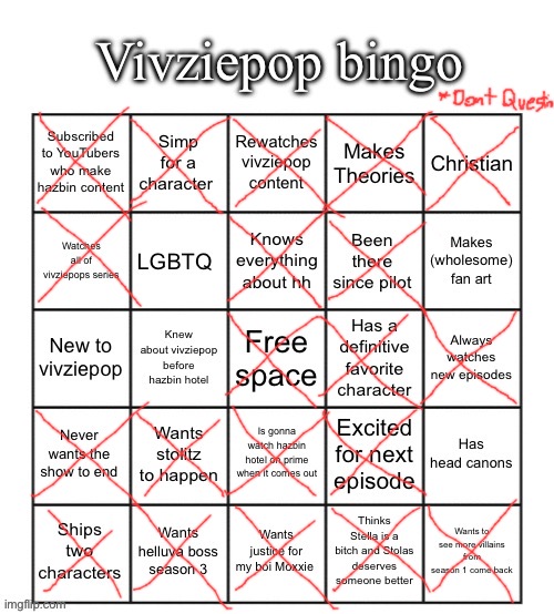 10 upvotes and I revel who I simp for * I’m boy btw* | image tagged in vivziepop bingo | made w/ Imgflip meme maker