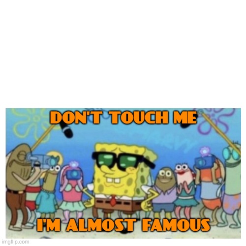 Don't Touch Me I'm Almost Famous Spongebob | image tagged in don't touch me i'm almost famous spongebob | made w/ Imgflip meme maker