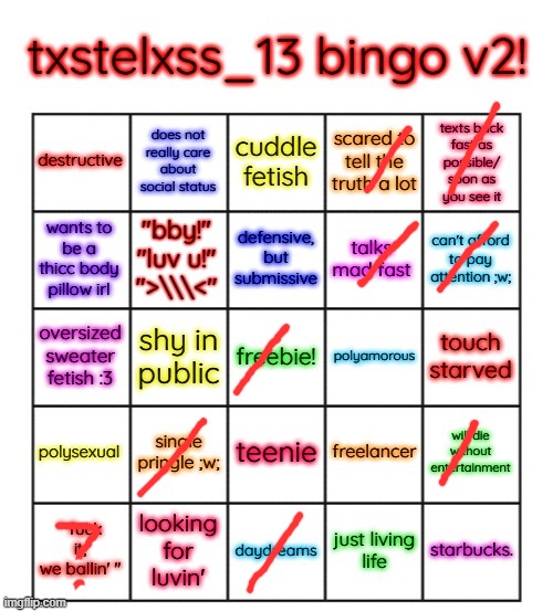 txstelxss_13 bingo v2!! | image tagged in txstelxss_13 bingo v2 | made w/ Imgflip meme maker