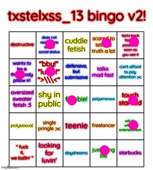 txstelxss_13 bingo v2!! | image tagged in txstelxss_13 bingo v2 | made w/ Imgflip meme maker