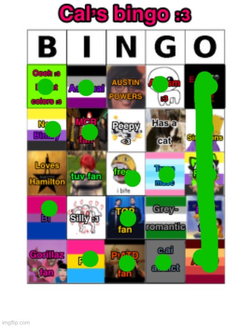 Cal’s bingo | image tagged in cal s bingo | made w/ Imgflip meme maker