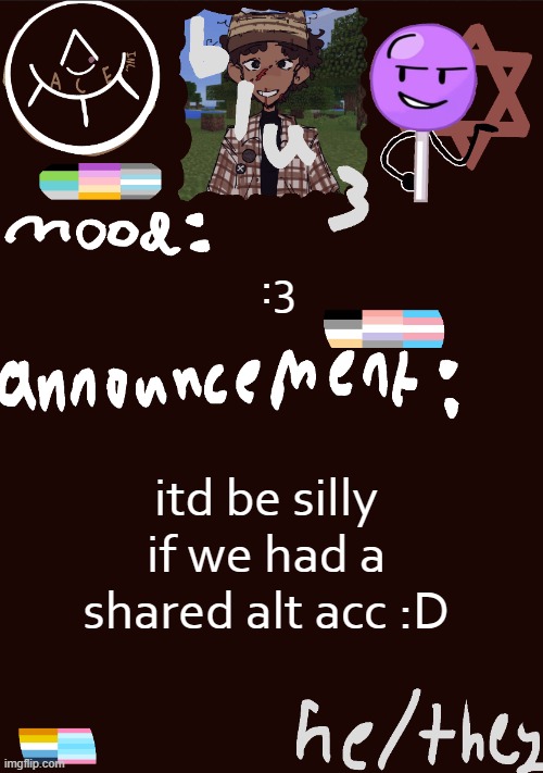 :D | :3; itd be silly if we had a shared alt acc :D | image tagged in blu3 s gnarly sick temp | made w/ Imgflip meme maker