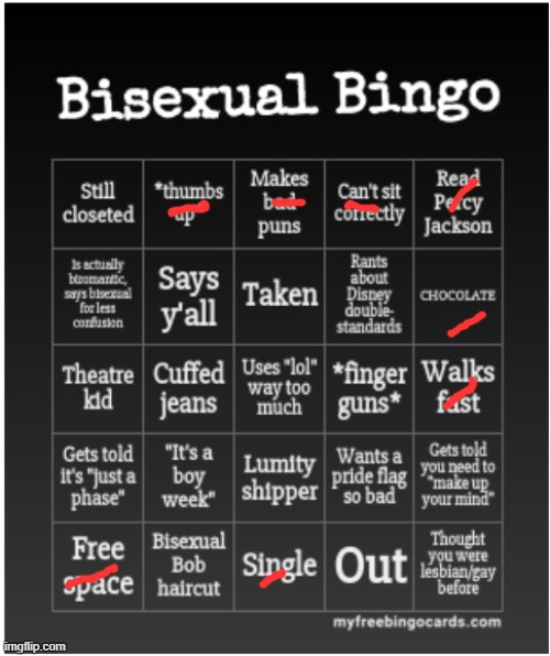 how the fuck is percy jackson bisexual now :sob: | image tagged in bisexual bingo | made w/ Imgflip meme maker