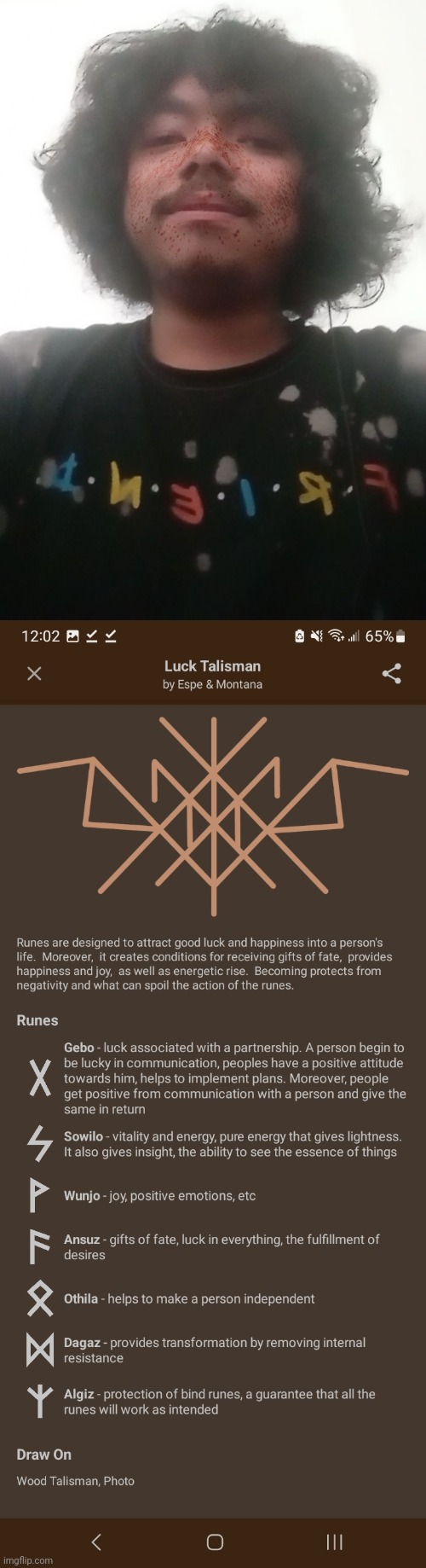 image tagged in me adorable,rune luck talisman | made w/ Imgflip meme maker