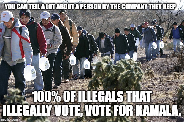 But she was from a middle-class family | YOU CAN TELL A LOT ABOUT A PERSON BY THE COMPANY THEY KEEP; 100% OF ILLEGALS THAT ILLEGALLY VOTE, VOTE FOR KAMALA. | image tagged in illegal immigrants crossing border,kamala harris,illegal crime wave,democrat war on america,know her,more will come | made w/ Imgflip meme maker