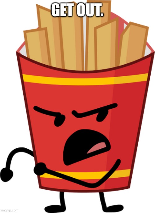 BFDI Fries | GET OUT. | image tagged in bfdi fries | made w/ Imgflip meme maker