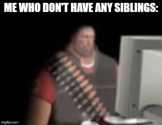 sad heavy computer | ME WHO DON'T HAVE ANY SIBLINGS: | image tagged in sad heavy computer | made w/ Imgflip meme maker