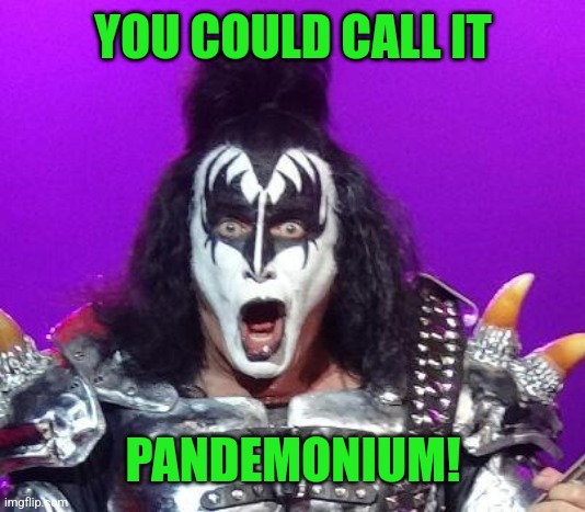 Gene Simmons | YOU COULD CALL IT PANDEMONIUM! | image tagged in gene simmons | made w/ Imgflip meme maker